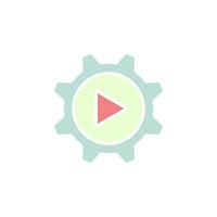 gear play icon vector for website, UI Essential, symbol, presentation