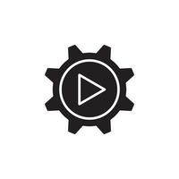gear play icon vector for website, UI Essential, symbol, presentation
