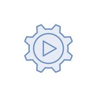 gear play icon vector for website, UI Essential, symbol, presentation