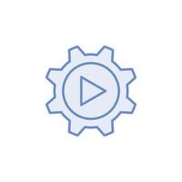 gear play icon vector for website, UI Essential, symbol, presentation