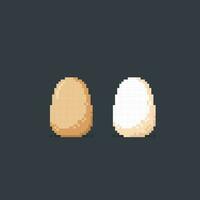 raw egg and boiled egg in pixel art style vector