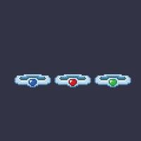 silver ring with different gemstone in pixel art style vector