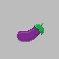 an eggplant in pixel art style vector