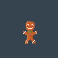 gingerbreadman in pixel art style vector