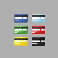 credit card set with different color in pixel art style vector