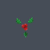 holly leaf in pixel art style vector