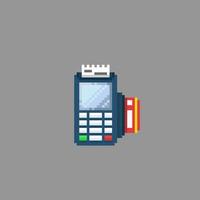 terminal payment machine in pixel art style vector