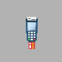 terminal payment machine in pixel art style vector