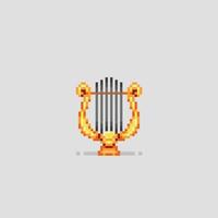 golden harp in pixel art style vector