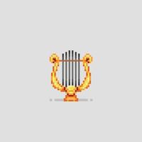 golden harp in pixel art style vector