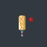 cricket stick and ball in pixel art style vector