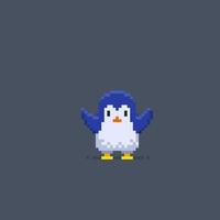 penguin in pixel art style vector