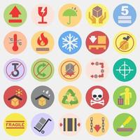 Icon set of packaging sign. Packaging symbol elements. Icons in color mate style. Good for prints, posters, logo, product packaging, sign, expedition, etc. vector