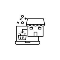 Laptop shopping basket vector icon illustration