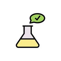 Flask, chemistry, check mark vector icon illustration