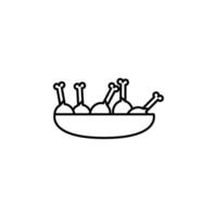 fried chicken legs in plate vector icon illustration