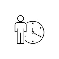 Deadline, clock, human vector icon illustration