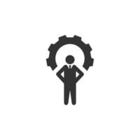 gear, leader, setting, business vector icon illustration