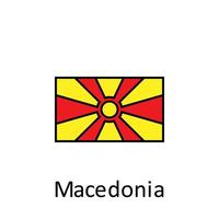 National flag of Macedonia in simple colors with name vector icon illustration