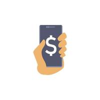 online bank in mobile phone colored vector icon illustration