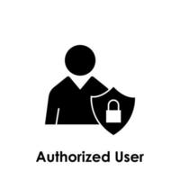 user, shield, lock, authorized user vector icon illustration