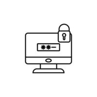 lock by password pc vector icon illustration