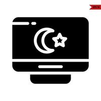 moon with star in monitor computer glyph icon vector