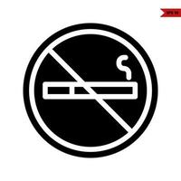 cigarette with smoke in no sign board glyph icon vector