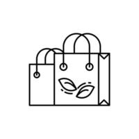 Eco bag, leafs vector icon illustration