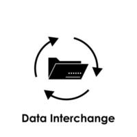 folder, circle, arrow, data interchange vector icon illustration