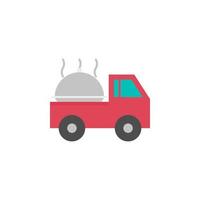 Food delivery, cloche, eat, food, restaurant truck color vector icon illustration