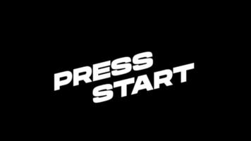 Press Start, word text animation. 4k Ultra HD motion graphic on black screen background. video