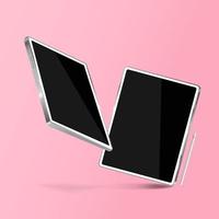 3D Silver Tablet Mockup Template vector