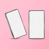 3D Grey Smartphone Mockup Template with Blank Screen vector