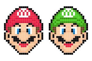 Super mario brothers pixel art vector illustration. Mario icon. 90s games