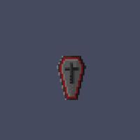 black coffin in pixel art style vector