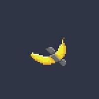 banana with tape in pixel art style vector