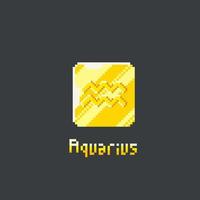 aquarius golden token in pixel art style vector