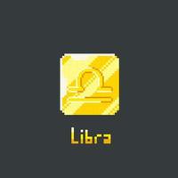 Libra dorado simbólico en píxel Arte estilo vector