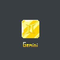 gemini golden token in pixel art style vector