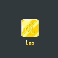 Leo golden token in pixel art style vector