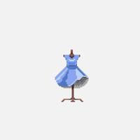 blue dress in pixel art style vector