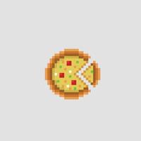 pizza food in pixel art style vector