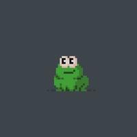 cute frog in pixel art style vector