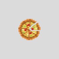 pizza food in pixel art style vector