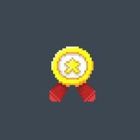 gold medallion in pixel art style vector