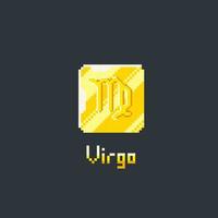 Virgo dorado simbólico en píxel Arte estilo vector