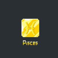 pisces golden token in pixel art style vector