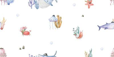 seamless sea pattern, undersea, marine, fishes vector