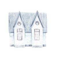 house in different colors and size, watercolor childish illustration vector